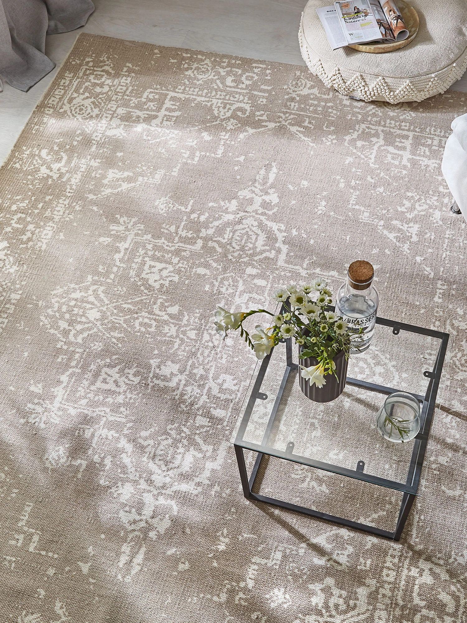 Baumwoll-Teppich, Vintage Beige