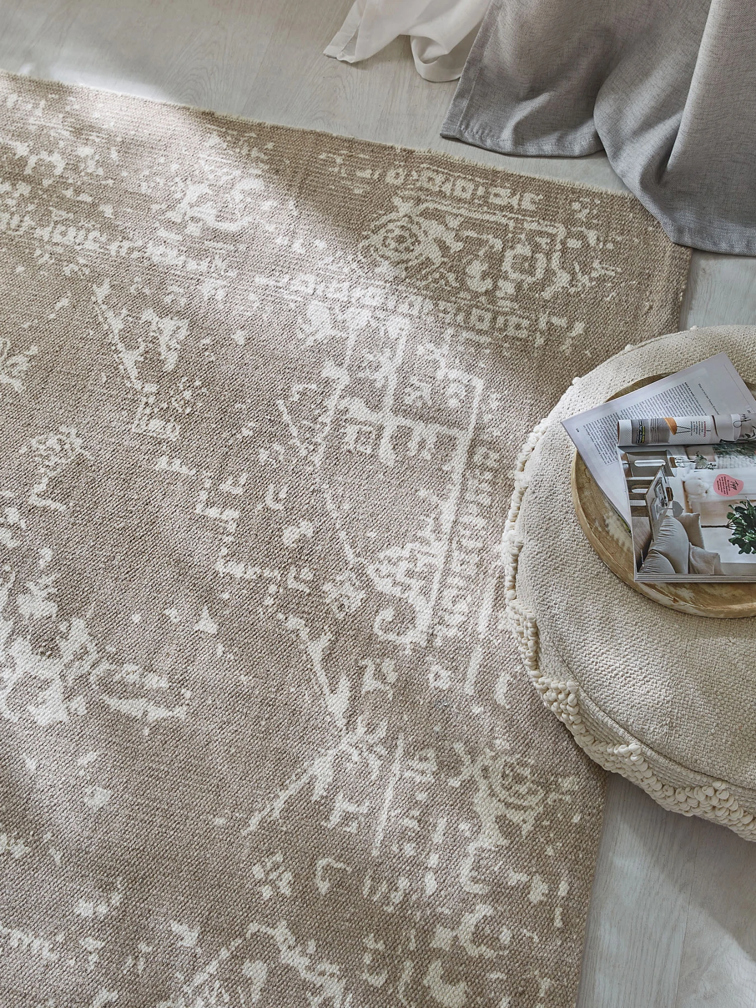 Baumwoll-Teppich, Vintage Beige – Bild 2