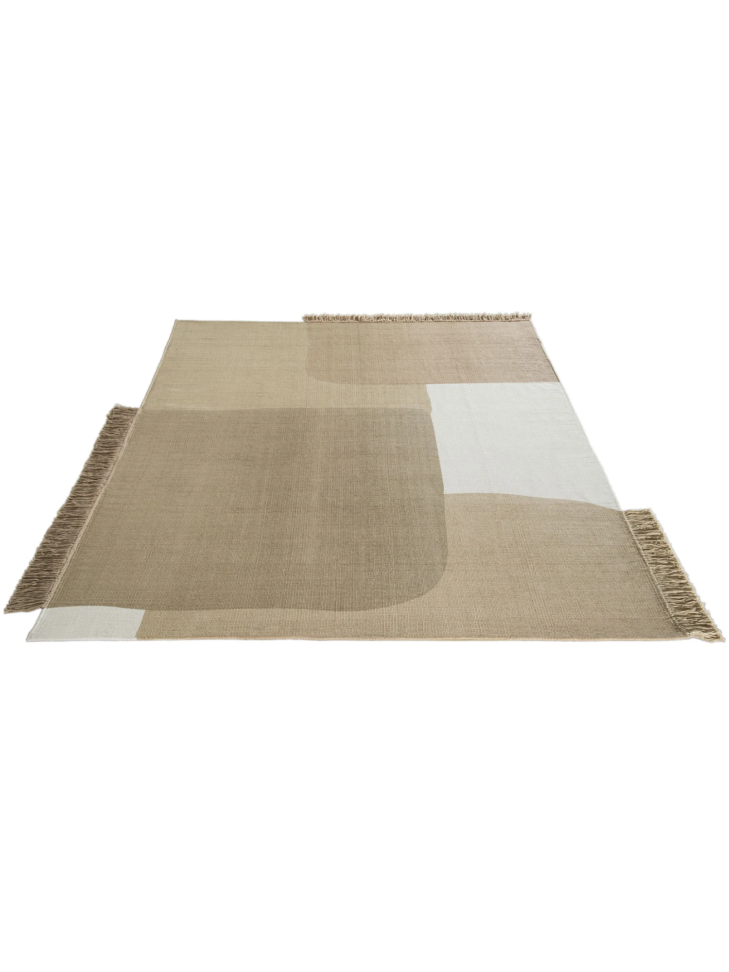 Flachgewebe-Teppich, Beige-Weiss – Bild 2