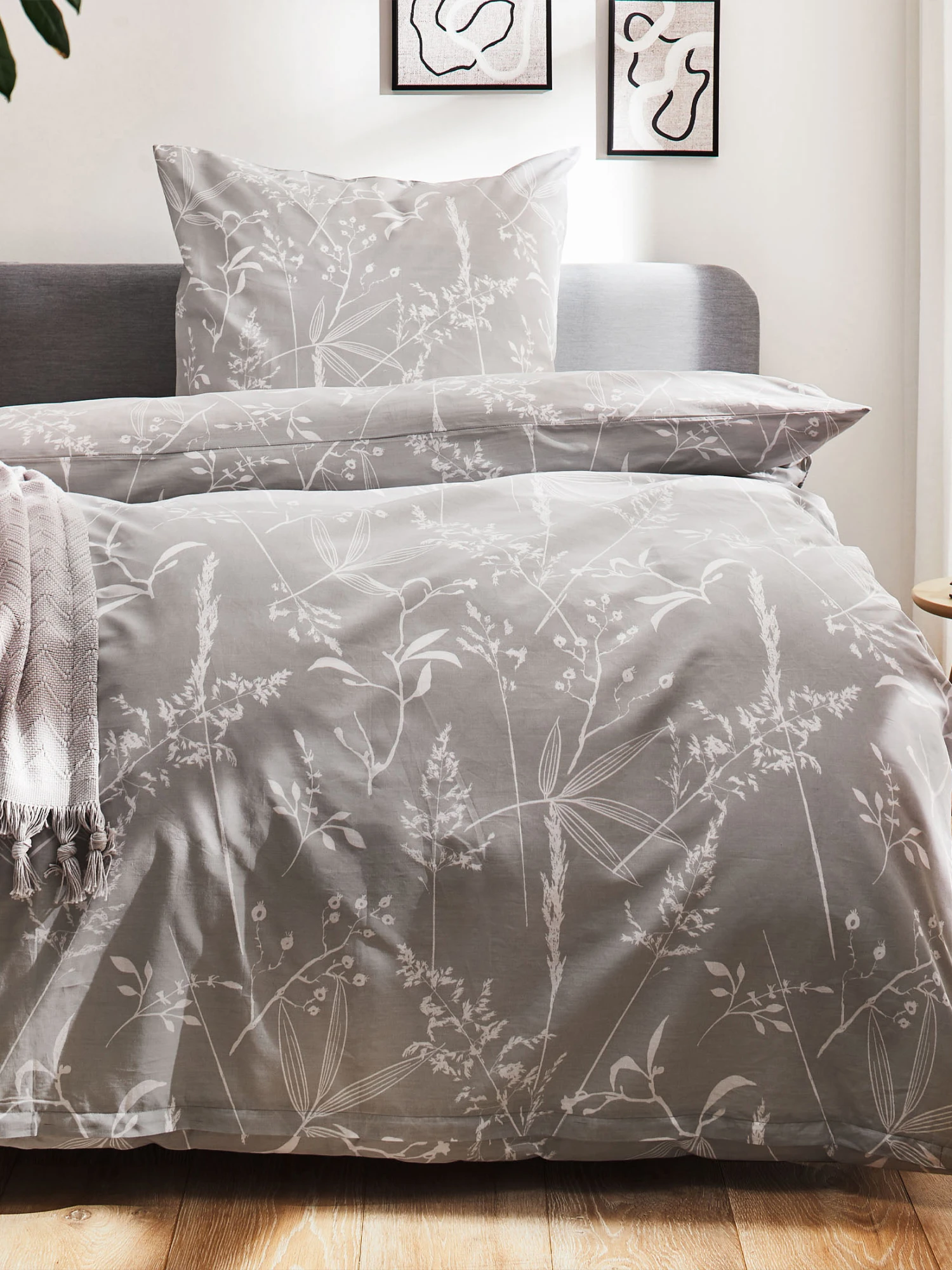 Renforcé-Bettwäsche, Grau