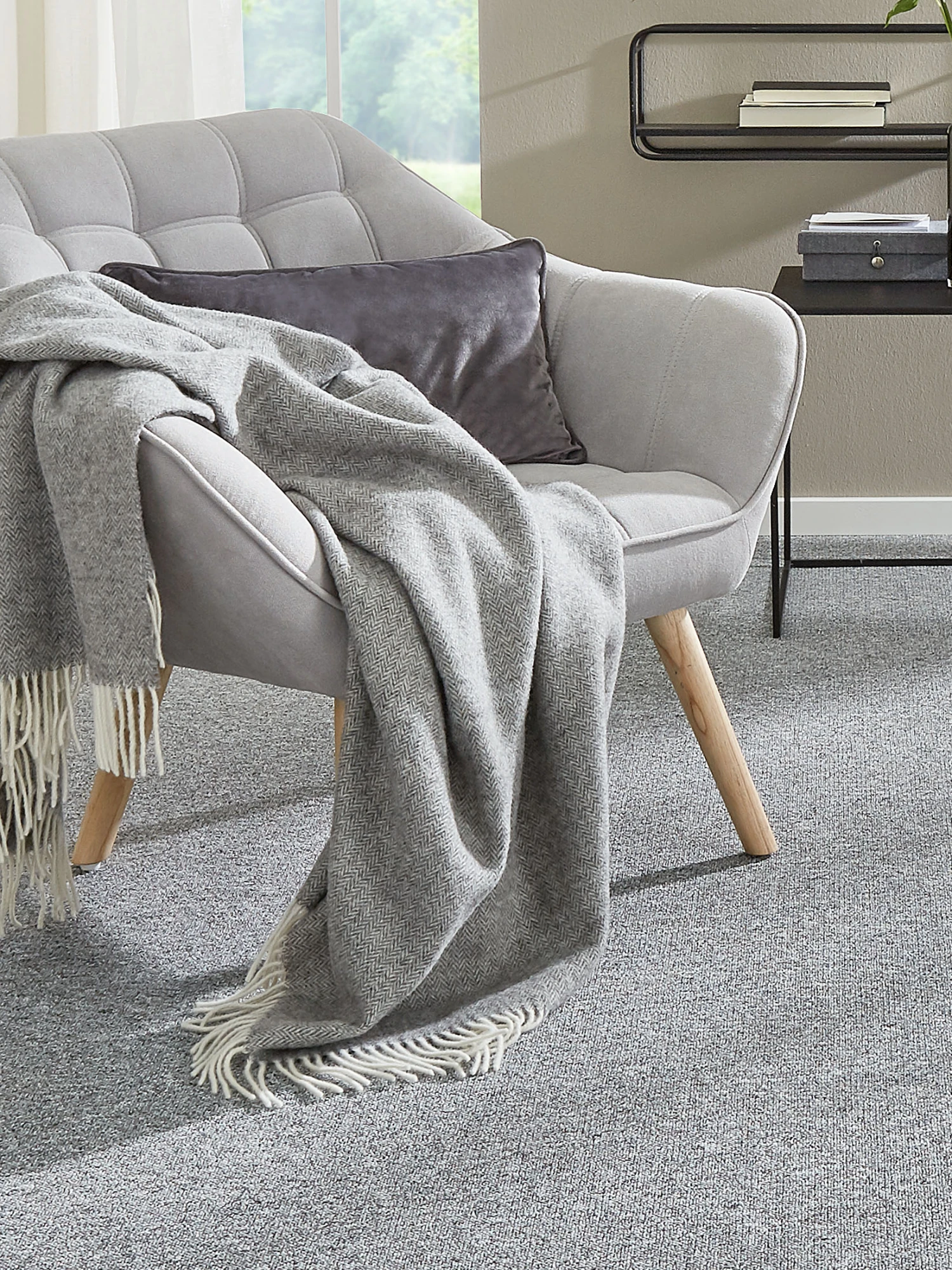 Wolldecke, Offwhite/Hellgrau