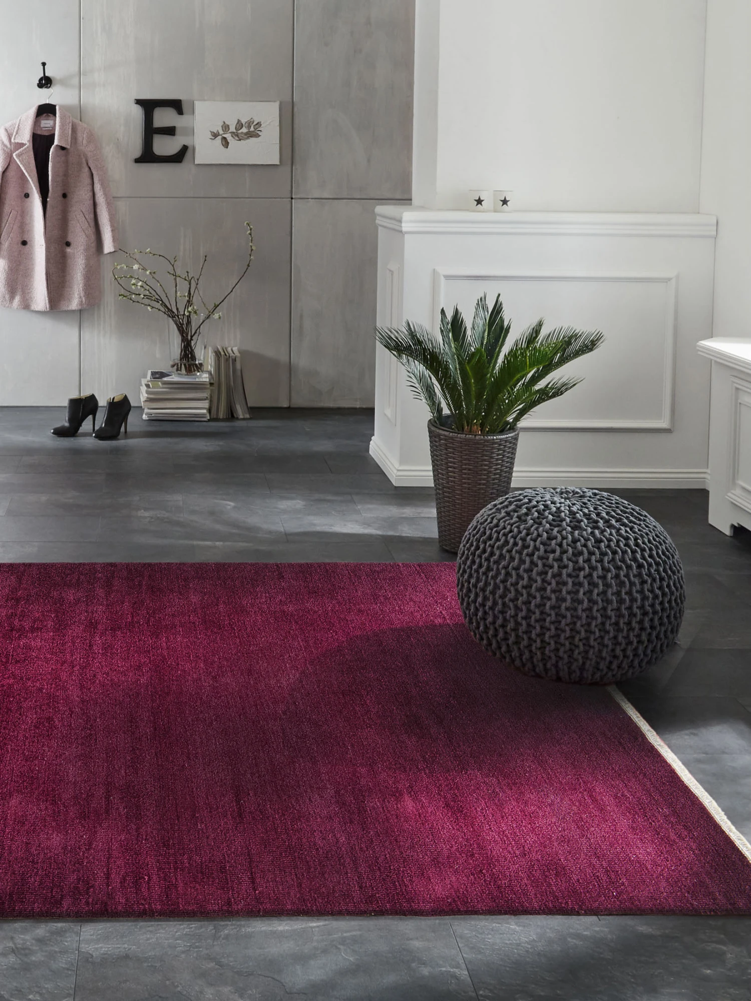 Flachgewebe-Teppich, Aubergine