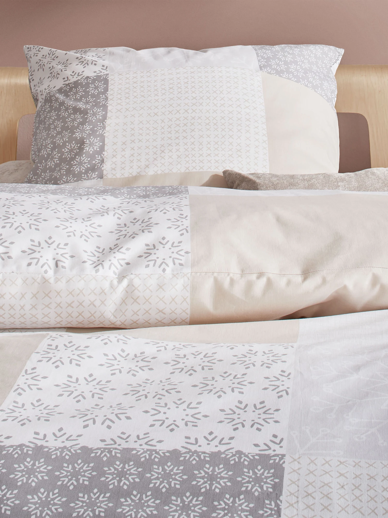 Renforcé-Bettwäsche, Grau/Beige – Bild 2