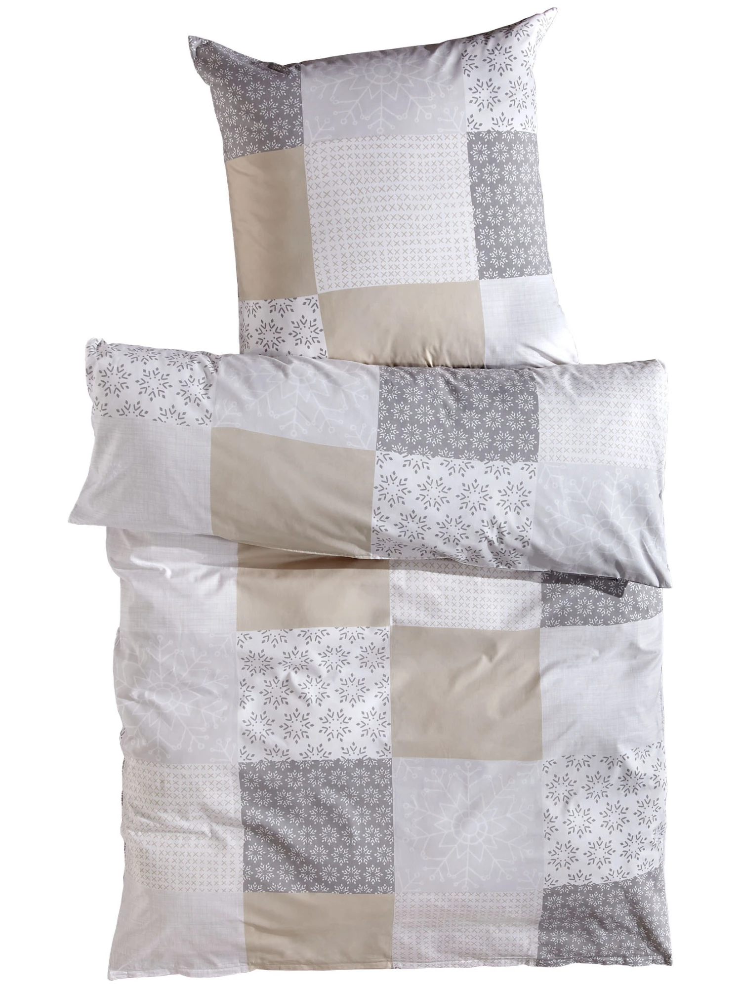 Renforcé-Bettwäsche, Grau/Beige – Bild 3